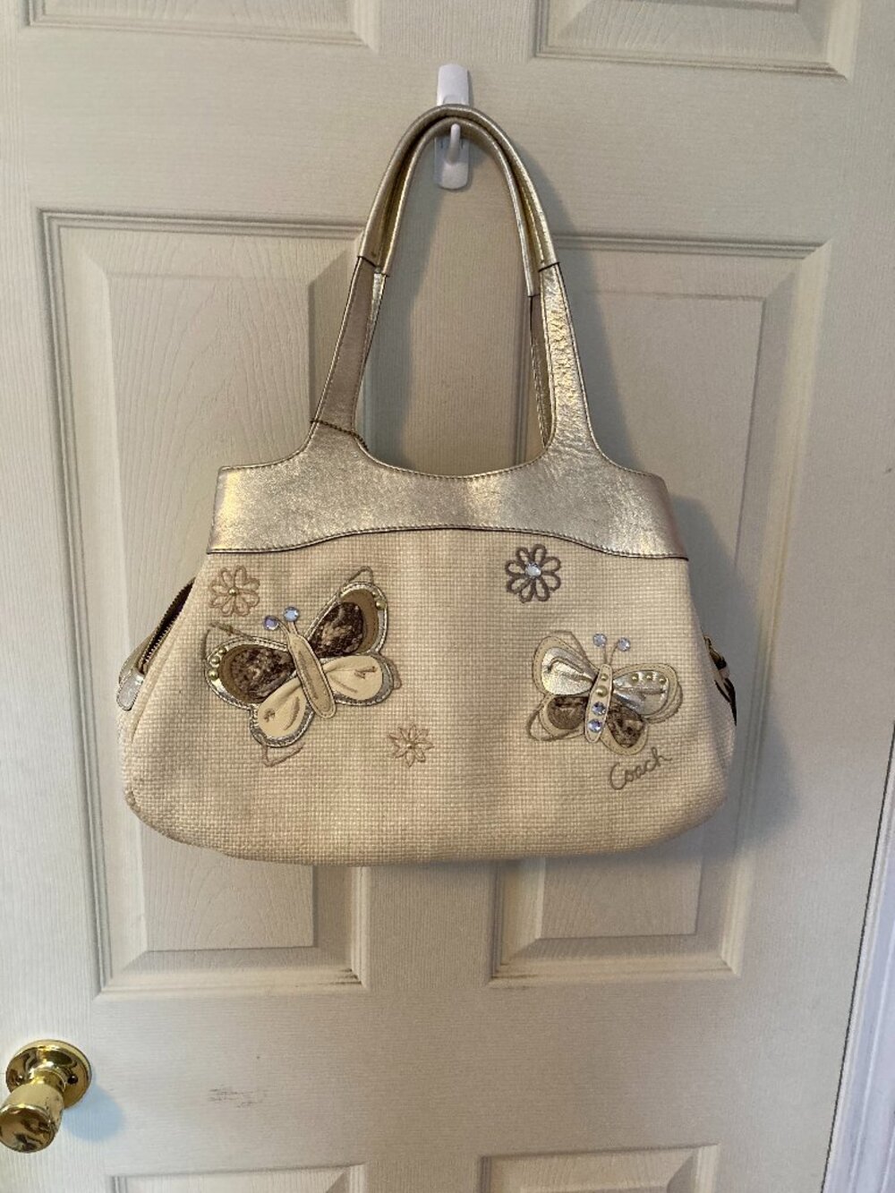 Coach Lexi Straw Satchel Purse Butterfly 16584